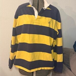 Ralph Lauren Striped Yellow and Navy Rugby Shirt